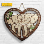 Elephant Couple From Our First Kiss - Personalized Shaped Wood Sign - Gift For Couples, Husband Wife