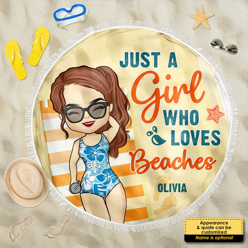 Good Times & Tan Lines - Personalized Round Beach Towel