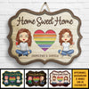 Home Sweet Home In This House - Personalized Shaped Wood Sign - Gift For Couples, Husband Wife