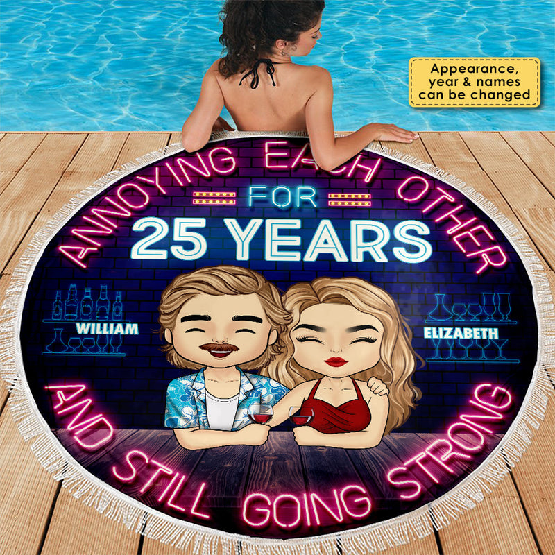 Annoying Each Other For Years - Personalized Round Beach Towel - Gift For Couples, Husband Wife