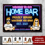 Welcome To Our Home Bar - Gift For Couples, Husband Wife, Personalized Metal Sign