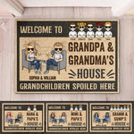 Welcome To Our House Grandchildren Spoiled Here - Gift For Couples, Husband Wife, Personalized Decorative Mat