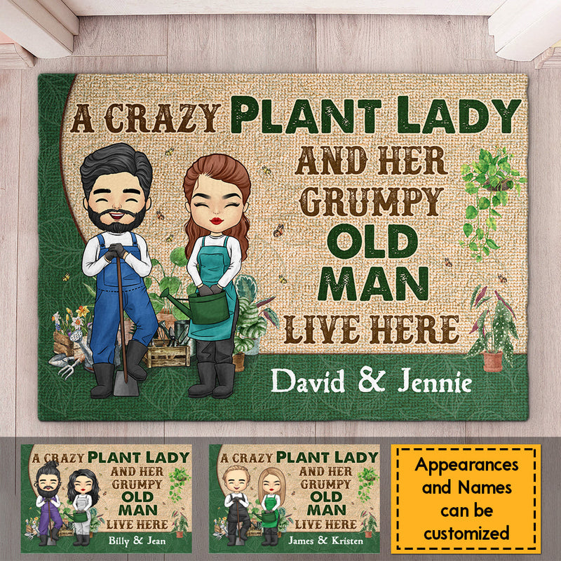A Crazy Plant Lady - Personalized Decorative Mat - Gift For Couples, Husband Wife