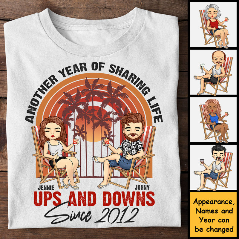 Another Year Of Sharing Life Ups And Downs Together - Personalized Unisex T-shirt, Hoodie, Sweatshirt - Gift For Couple, Husband Wife, Anniversary, Engagement, Wedding, Marriage Gift