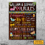 Family Pool Rules - Personalized Metal Sign - Gift For Couples, Husband Wife