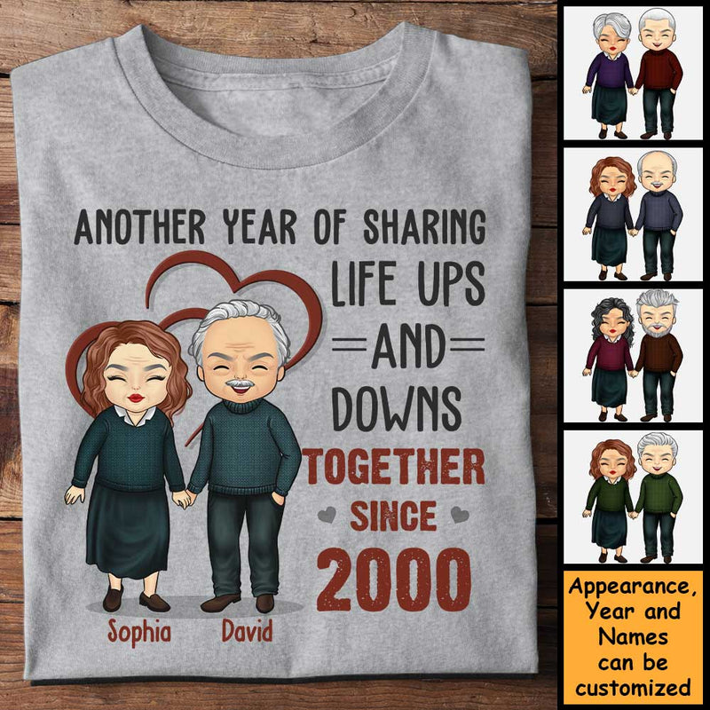 Another Year Of Sharing Life Ups And Downs - Personalized Unisex T-shirt, Hoodie, Sweatshirt - Gift For Couple, Husband Wife, Anniversary, Engagement, Wedding, Marriage Gift