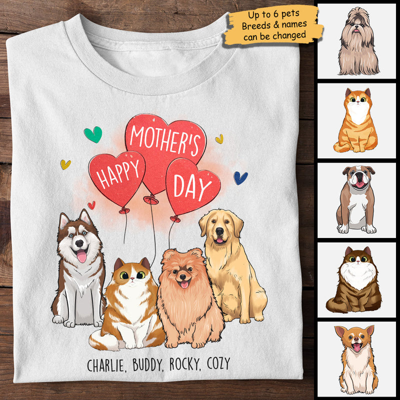 Happy Mother's Day Dog Mom, Heart Balloon - Mother's Day Gifts, Gift For Dog Mom, Personalized Unisex T-shirt, Hoodie