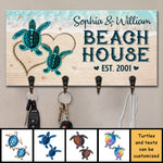 Turtles On The Beach - Personalized Key Hanger, Key Holder - Gift For Couples, Husband Wife