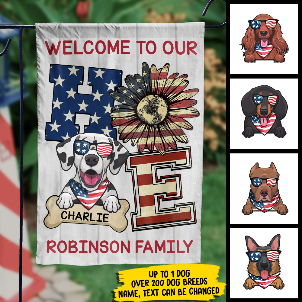 Welcome To Our Home - 4th Of July Decoration - Personalized Flag.