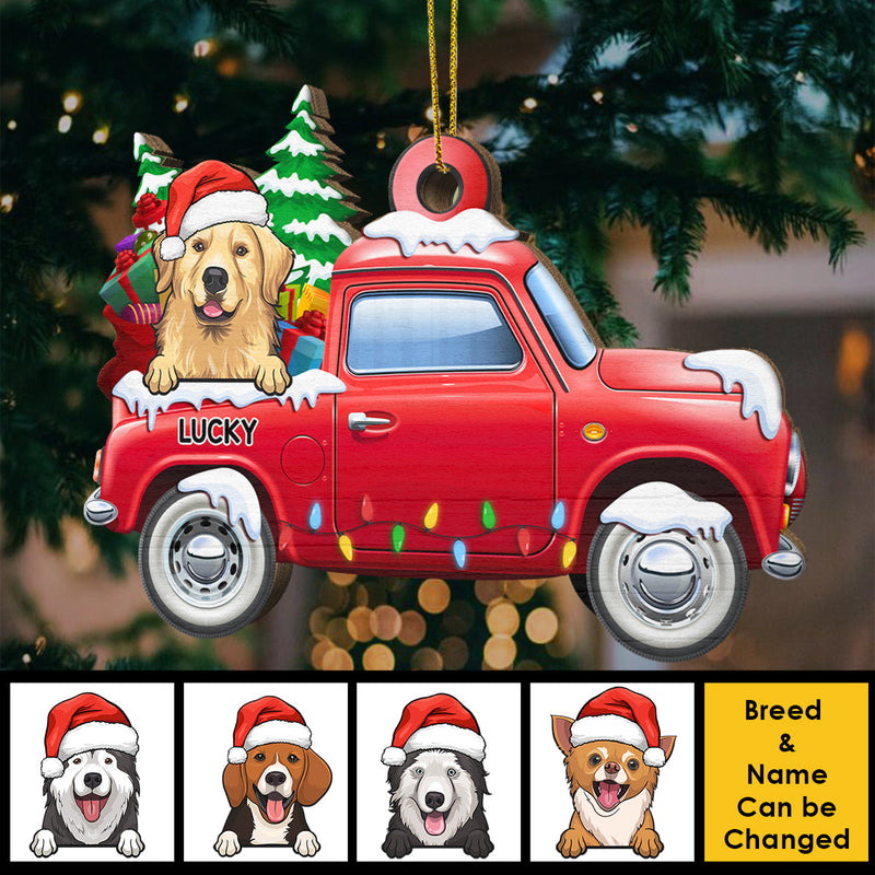 Loads Of Love - Dogs & Cats Merry Christmas - Personalized Custom Car Shaped Wood Christmas Ornament