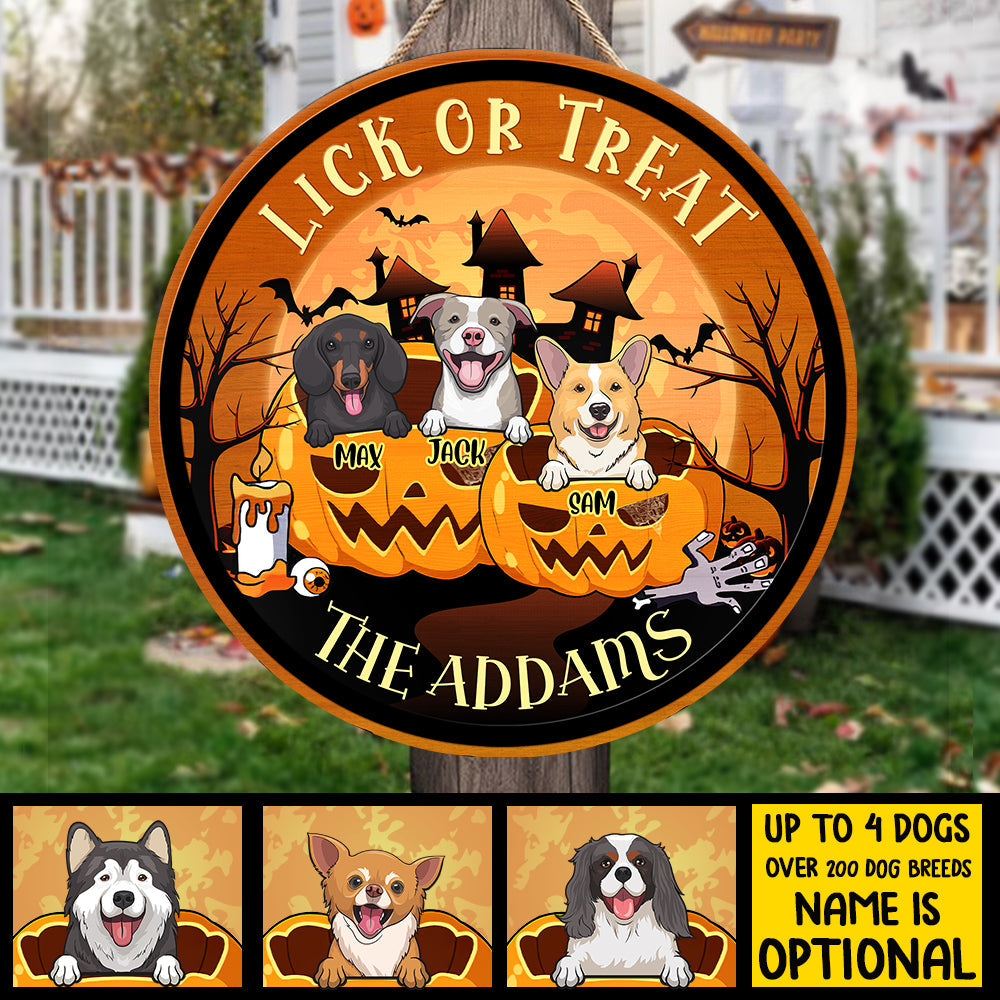 Happy Halloween - Lick Or Treat - Funny Personalized Door Sign.