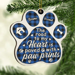 The Road To My Heart Is Paved With Paw Prints - Personalized Custom Paw Shaped Wood Christmas Ornament