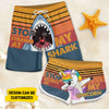 Stop Staring At My Unicorn - Personalized Couple Beach Shorts - Gift For Couples, Husband Wife