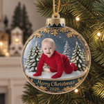 Custom Photo First Christmas Acrylic Ornament - Personalized  Christmas Baby Shower, Gender Reveal Gifts For New Moms, New Dads, New Parents - Little Star Of Our Holiday Night