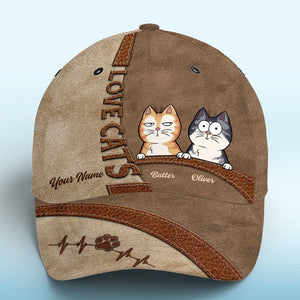 Keep Calm And Love Cats Brown - Cat Personalized Custom Hat, All Over Print Classic Cap - New Arrival, Gift For Pet Owners, Pet Lovers