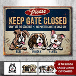 Keep Gate Closed Don't Let The Dogs Out - Funny Personalized Dog Metal Sign (WW)