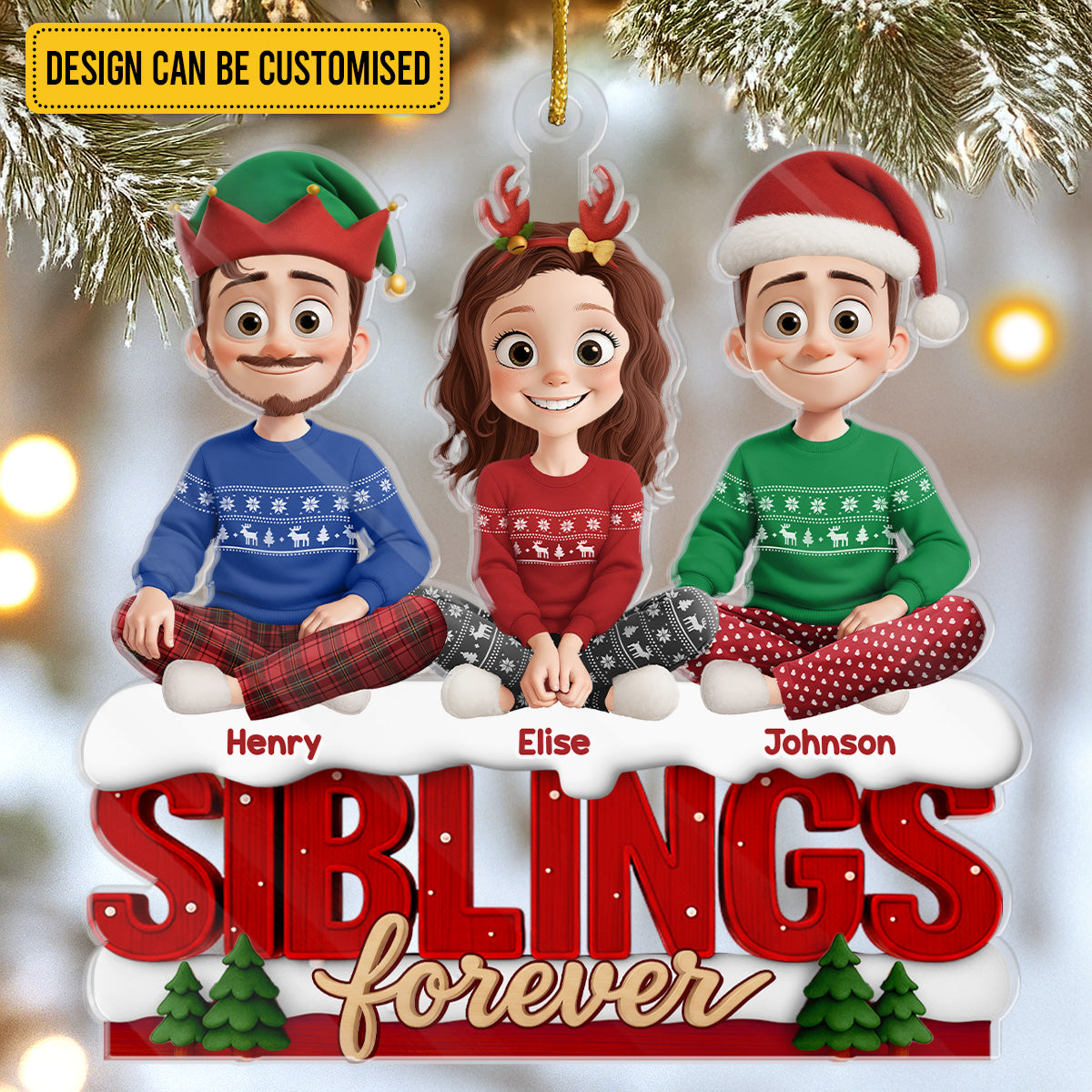 Custom Acrylic Ornament - Personalized Christmas Birthday Gifts For Brother, Sister - Together We Make Life Brighter