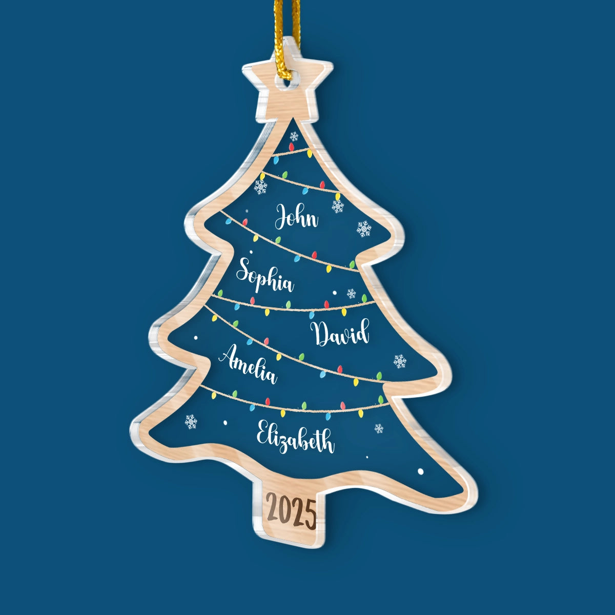 Wish You A Wonderful Christmas - Family Personalized Custom Ornament - Acrylic Custom Shaped - Christmas Gift For Family Members