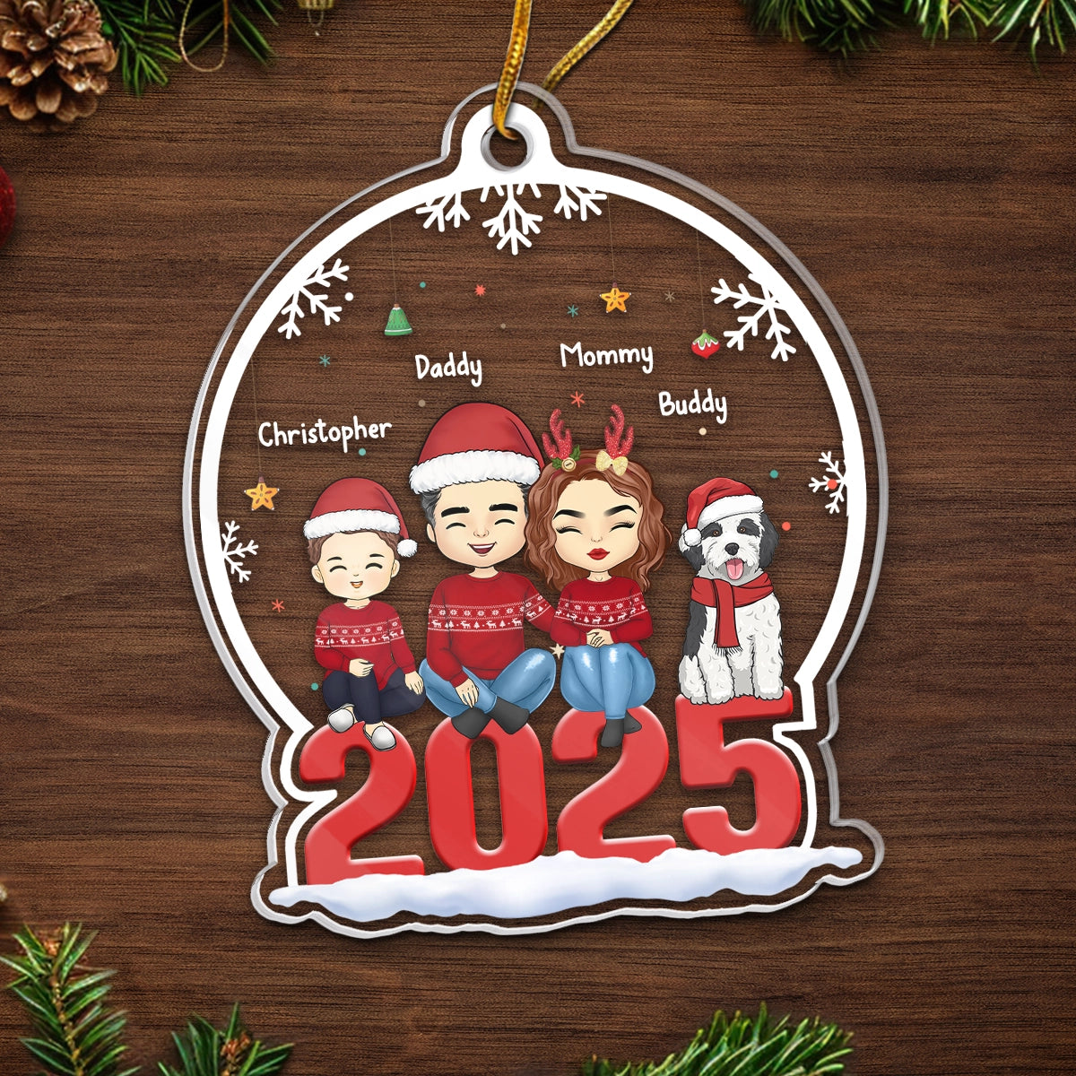 Christmas Is A Time For Family - Family Personalized Custom Ornament - Acrylic Custom Shaped - Christmas Gift Family Members