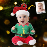 Custom Photo Christmas Baby Elf Gifts - Personalized Ornament