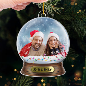 Photo personnalisée « Là où il y a de l'amour, il y a de la vie » - Ornement personnalisé pour couple - Forme personnalisée en acrylique - Cadeau de Noël pour mari et femme, anniversaire