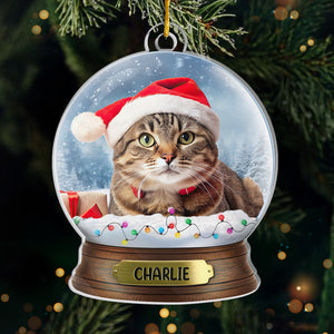 Photo personnalisée « Miaouh Noël à tous ! Bonne sieste à tous ! » – Décoration personnalisée en acrylique pour chat – Cadeau de Noël pour propriétaires et amoureux des animaux