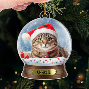 Photo personnalisée « Miaouh Noël à tous ! Bonne sieste à tous ! » – Décoration personnalisée en acrylique pour chat – Cadeau de Noël pour propriétaires et amoureux des animaux