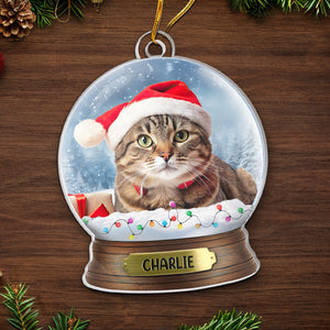Photo personnalisée « Miaouh Noël à tous ! Bonne sieste à tous ! » – Décoration personnalisée en acrylique pour chat – Cadeau de Noël pour propriétaires et amoureux des animaux