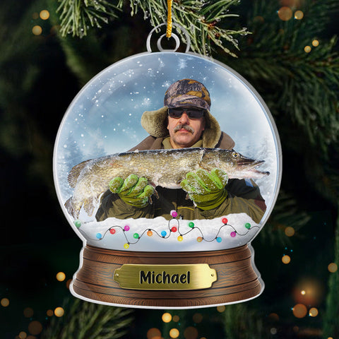 Custom Photo There's No Such Thing As A Bad Day When You're Fishing - Fishing Personalized Custom Ornament - Acrylic Custom Shaped - Christmas Gift For Fishing Lovers, Fisherman