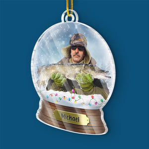 Photo personnalisée Il n'y a pas de mauvaise journée quand on pêche - Ornement de pêche personnalisé personnalisé - Forme personnalisée en acrylique - Cadeau de Noël pour les amateurs de pêche, pêcheur