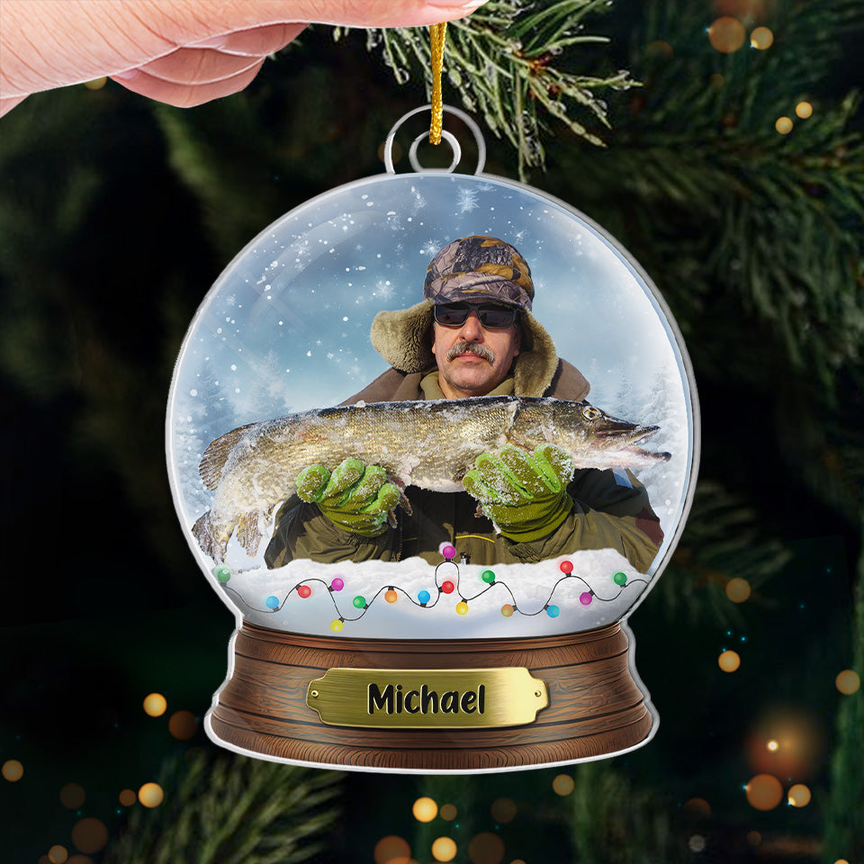 Custom Photo There's No Such Thing As A Bad Day When You're Fishing - Fishing Personalized Custom Ornament - Acrylic Custom Shaped - Christmas Gift For Fishing Lovers, Fisherman