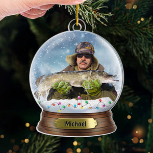 Photo personnalisée Il n'y a pas de mauvaise journée quand on pêche - Ornement de pêche personnalisé personnalisé - Forme personnalisée en acrylique - Cadeau de Noël pour les amateurs de pêche, pêcheur