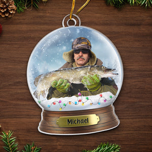 Photo personnalisée Il n'y a pas de mauvaise journée quand on pêche - Ornement de pêche personnalisé personnalisé - Forme personnalisée en acrylique - Cadeau de Noël pour les amateurs de pêche, pêcheur