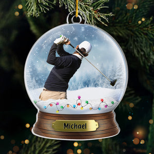 Photo personnalisée de golfeur - Ornement sportif personnalisé - Forme personnalisée en acrylique - Cadeau de Noël pour golfeurs et amateurs de golf