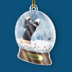 Photo personnalisée de golfeur - Ornement sportif personnalisé - Forme personnalisée en acrylique - Cadeau de Noël pour golfeurs et amateurs de golf