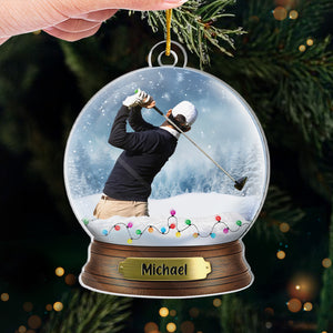 Photo personnalisée de golfeur - Ornement sportif personnalisé - Forme personnalisée en acrylique - Cadeau de Noël pour golfeurs et amateurs de golf