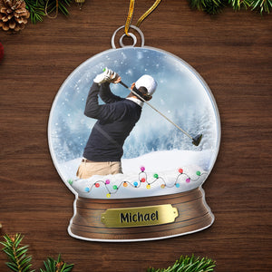 Photo personnalisée de golfeur - Ornement sportif personnalisé - Forme personnalisée en acrylique - Cadeau de Noël pour golfeurs et amateurs de golf