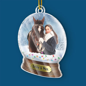 Custom Photo A Human Who Loves Horses - Horse Personalized Custom Ornament - Acrylic Custom Shaped - Christmas Gift For Pet Owners, Pet Lovers