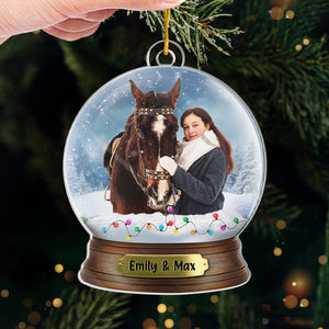 Custom Photo A Human Who Loves Horses - Horse Personalized Custom Ornament - Acrylic Custom Shaped - Christmas Gift For Pet Owners, Pet Lovers