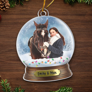 Custom Photo A Human Who Loves Horses - Horse Personalized Custom Ornament - Acrylic Custom Shaped - Christmas Gift For Pet Owners, Pet Lovers