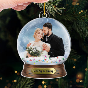 Couples photo personnalisés qui rient ensemble et durent ensemble - Ornement personnalisé pour couple - Forme personnalisée en acrylique - Cadeau de Noël pour mari et femme, anniversaire