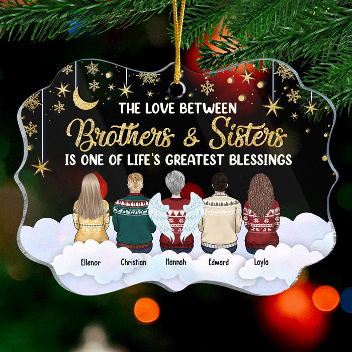 The Love Between Brothers & Sisters - Personalized Custom Benelux Shaped Acrylic Christmas Ornament - Gift For Siblings, Christmas Gift