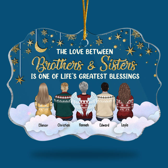 The Love Between Brothers & Sisters - Personalized Custom Benelux Shaped Acrylic Christmas Ornament - Gift For Siblings, Christmas Gift