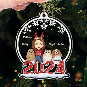 Merry Christmas - Dog & Cat Personalized Custom Ornament - Acrylic Snow Globe Shaped - Christmas Gift For Pet Owners, Pet Lovers