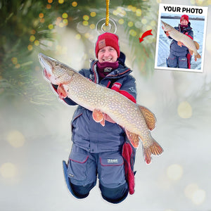 Custom Photo Fisherman - Fishing Personalized Custom Ornament - Acrylic Custom Shaped - Christmas Gift For Fishing Lovers, Fisherman