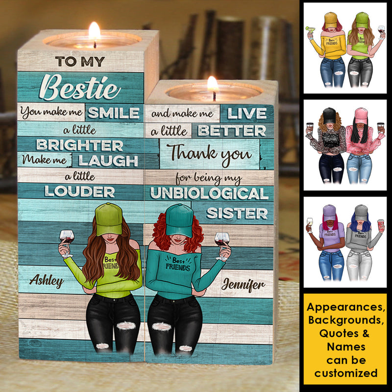 To My Bestie - You Make Me Smile A Little Brighter - Personalized Candle Holder