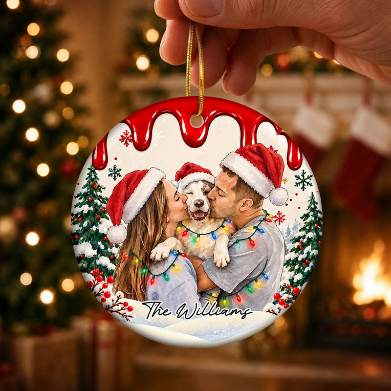 Custom Photo Christmas Family Portrait Keepsake - Personalized Ceramic Ornament