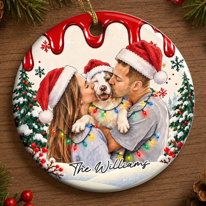 Custom Photo Christmas Family Portrait Keepsake - Personalized Ceramic Ornament