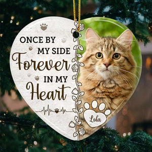 Custom Photo Forever In My Heart - Memorial Personalized Custom Ornament - Ceramic Heart Shaped - Christmas Gift, Sympathy Gift For Pet Owners, Pet Lovers