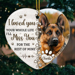 Custom Photo A Heartbeat At My Feet - Memorial Personalized Custom Ornament - Ceramic Heart Shaped - Christmas Gift, Sympathy Gift For Pet Owners, Pet Lovers
